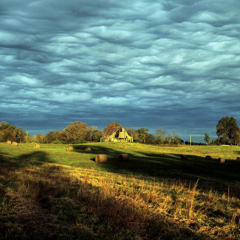 old barn and field